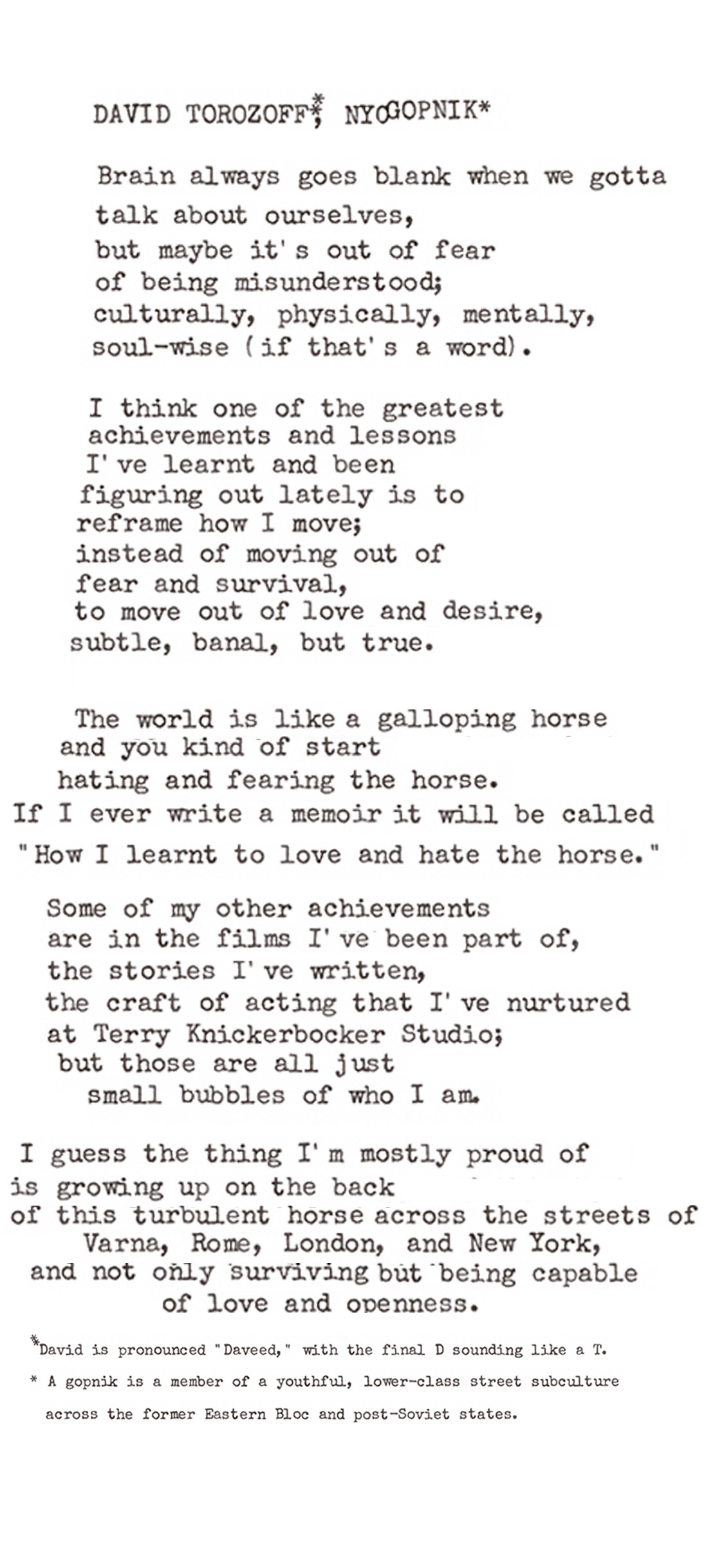 About David Torozoff, page 1